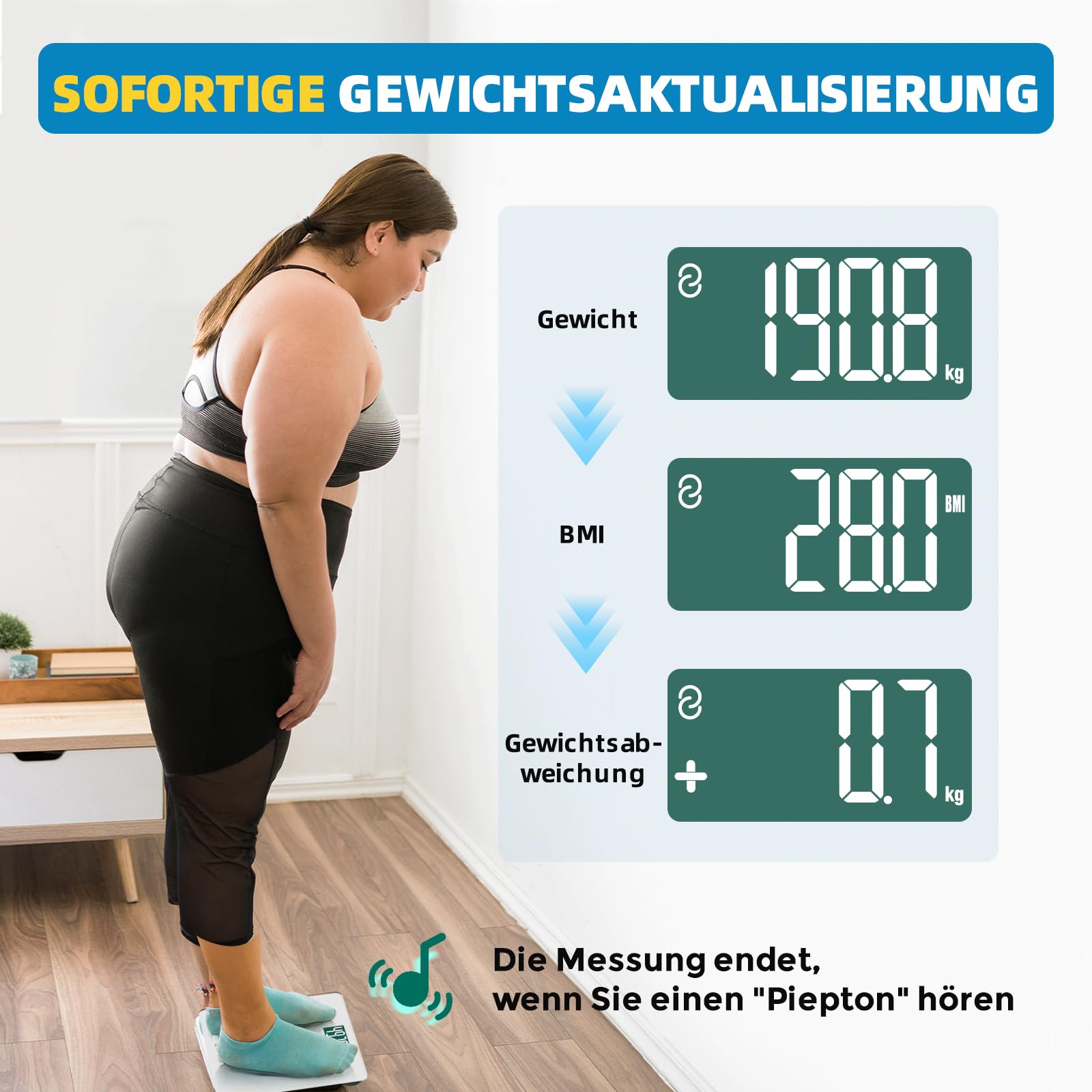 Lepulse Bilancia Pesapersone Digitale in Vetro Temperato, 33x30cm, Max 250kg, Pesa Persone Professionale Bilancia Smart con app, Digitale Bluetooth, Graduazione di Precisione Ogni 100g, per Peso, BMI