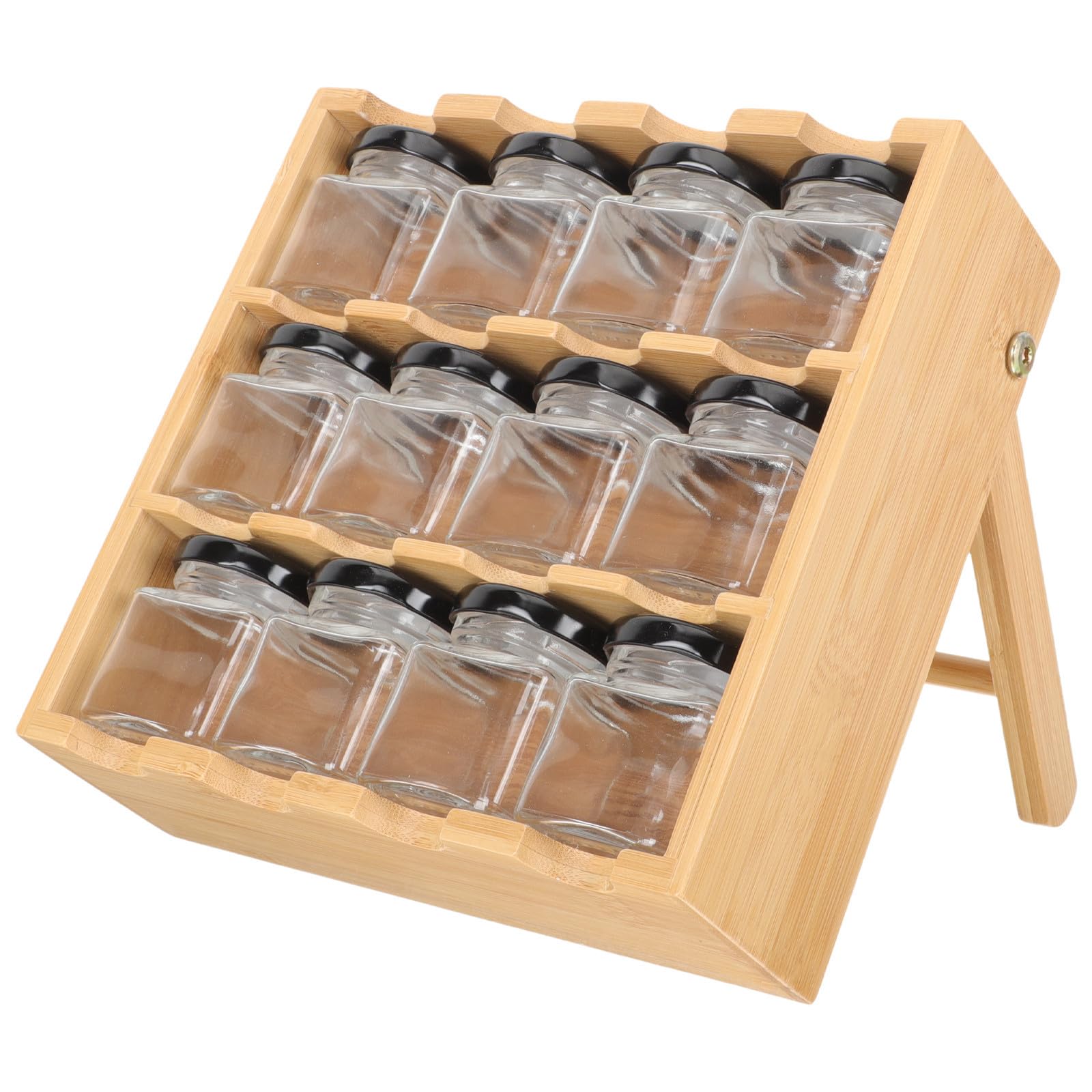 SHINEOFI Soporte Versátil para Especias de Madera y Vidrio Estructura de Múltiples Capas para Organizar Botes de Condimentos en Cocina, Adecuado para Almacenamiento