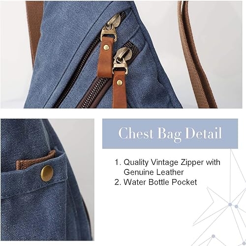 Miniatura 5 de KL928 Canvas Sling Bag - Small Crossbody Backpack Shoulder Casual Daypack Rucksack for Men Women