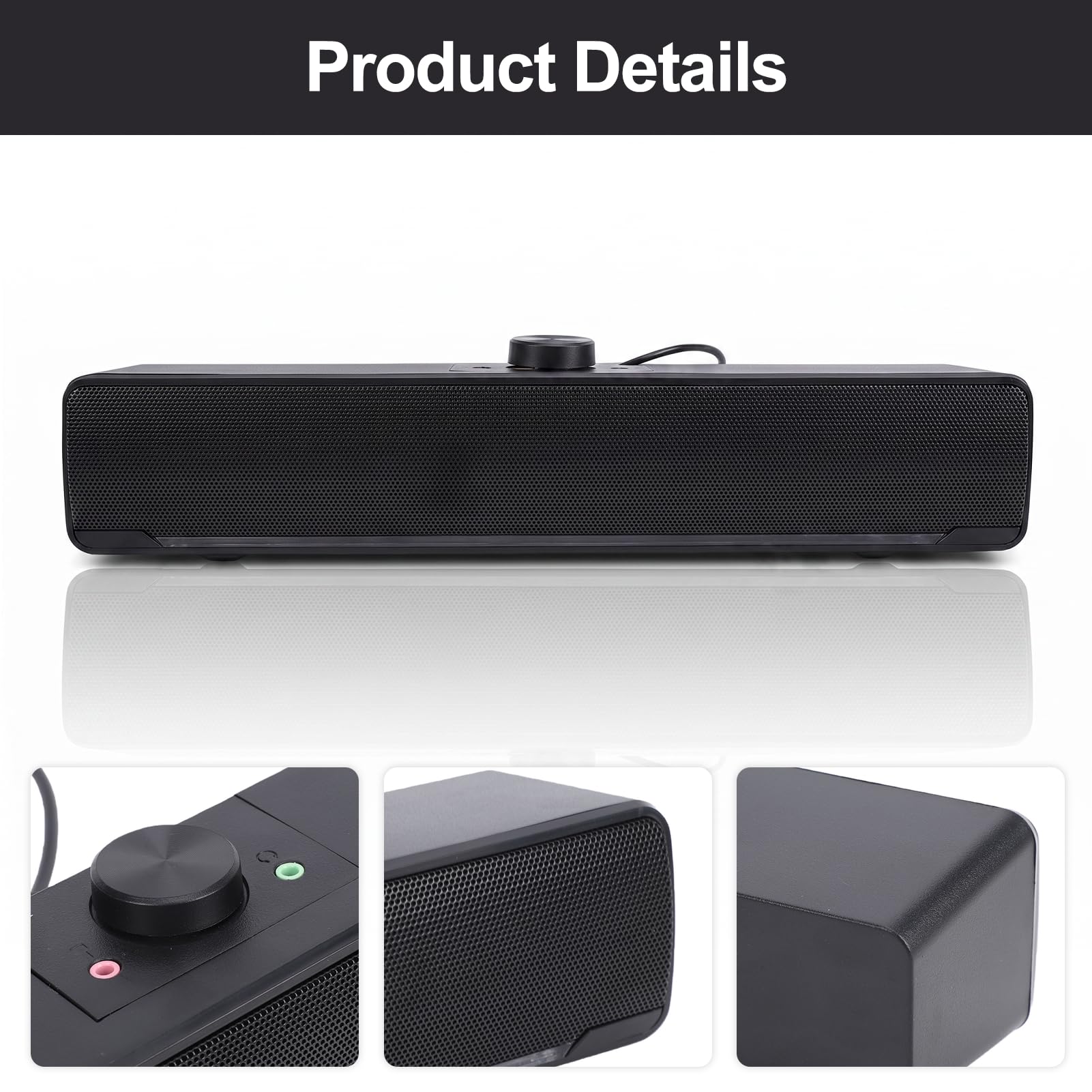 Altavoz para Ordenador, Altavoz Estéreo HiFi de Escritorio, con Iluminación RGB Dinámica y Control de Volumen Mediante Mando Giratorio, Bluetooth RGB para Juegos de