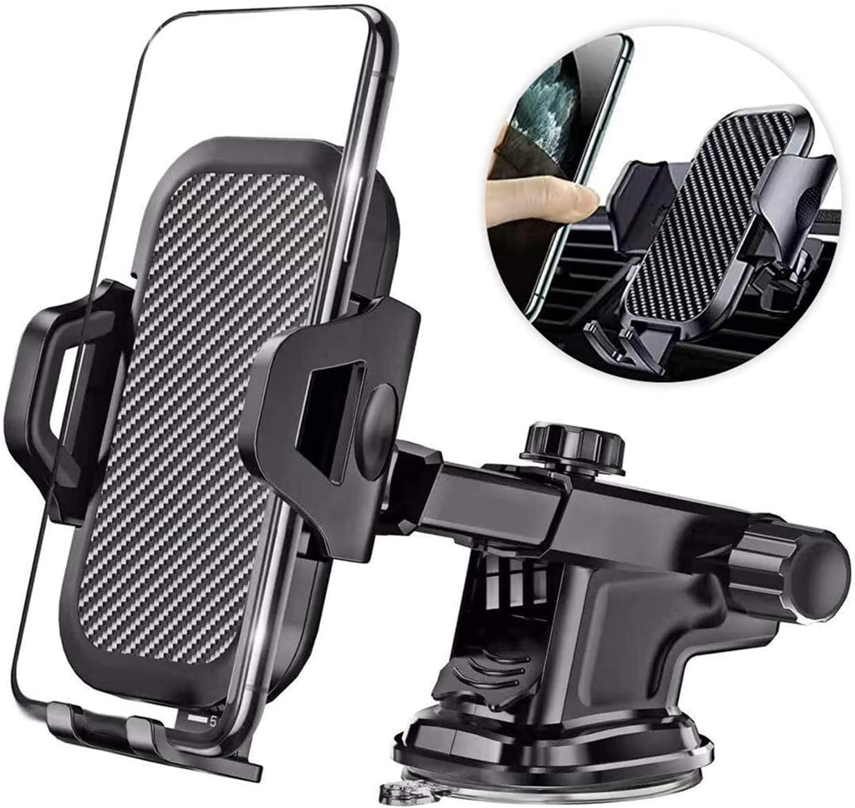 Car Phone Holder Mount, Easy Clamp, Upgraded Ultra Durable Hands Free