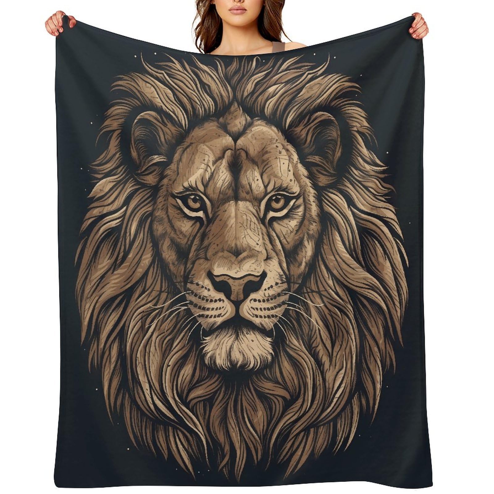 Cartoon Lion Throw Blanket for Couch and Bed Super Soft Warm Lightweight Throw Blankets Cozy Fuzzy Flannel Blanket Personalized Decorative Blankets for Sofa Decor 40"x50"