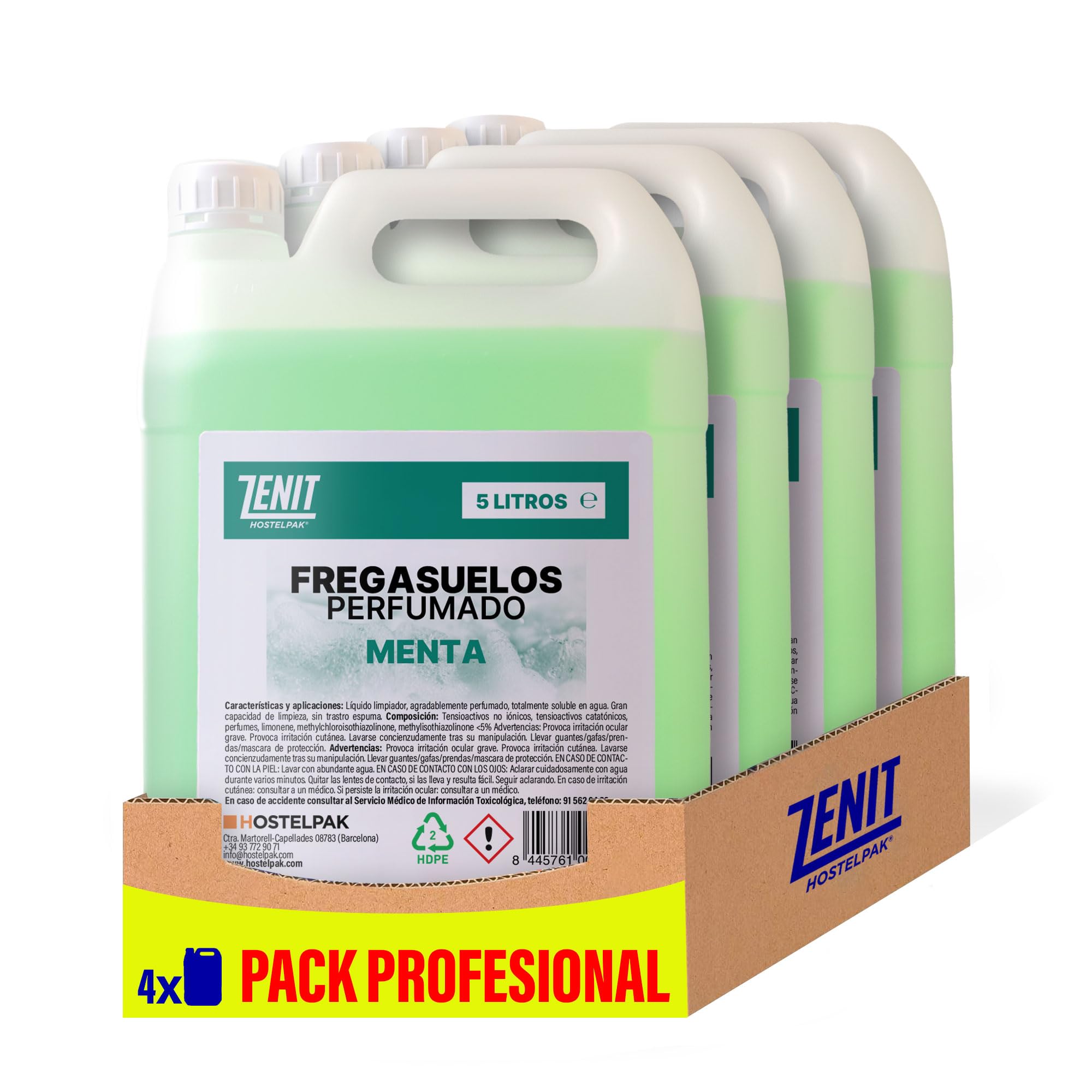 4 x 5 l – Nettoyeur de sol parfumé à la menthe poivrée professionnelle pour tous types de sols, arôme agréable et durable