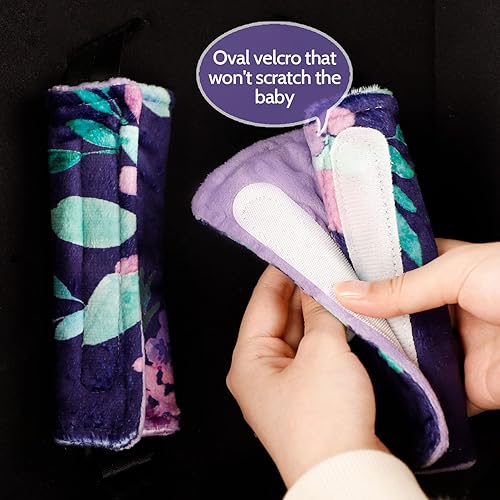 Miniatura 5 de Soporte de cabeza de asiento de automóvil para bebé, inserto de asiento de automóvil para bebé, forro polar súper suave, fundas de cinturón de