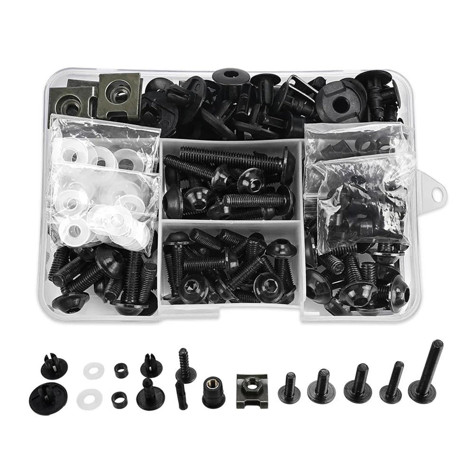 M6 M5 Kit Bulloni Carena Carrozzeria Elementi di Fissaggio Viti Dado per VFR 1000 1200 F 1200F VFR1000 VFR1200 VFR1200F Kit Dadi Clip Viti bulloni carenatura Moto(Nero)