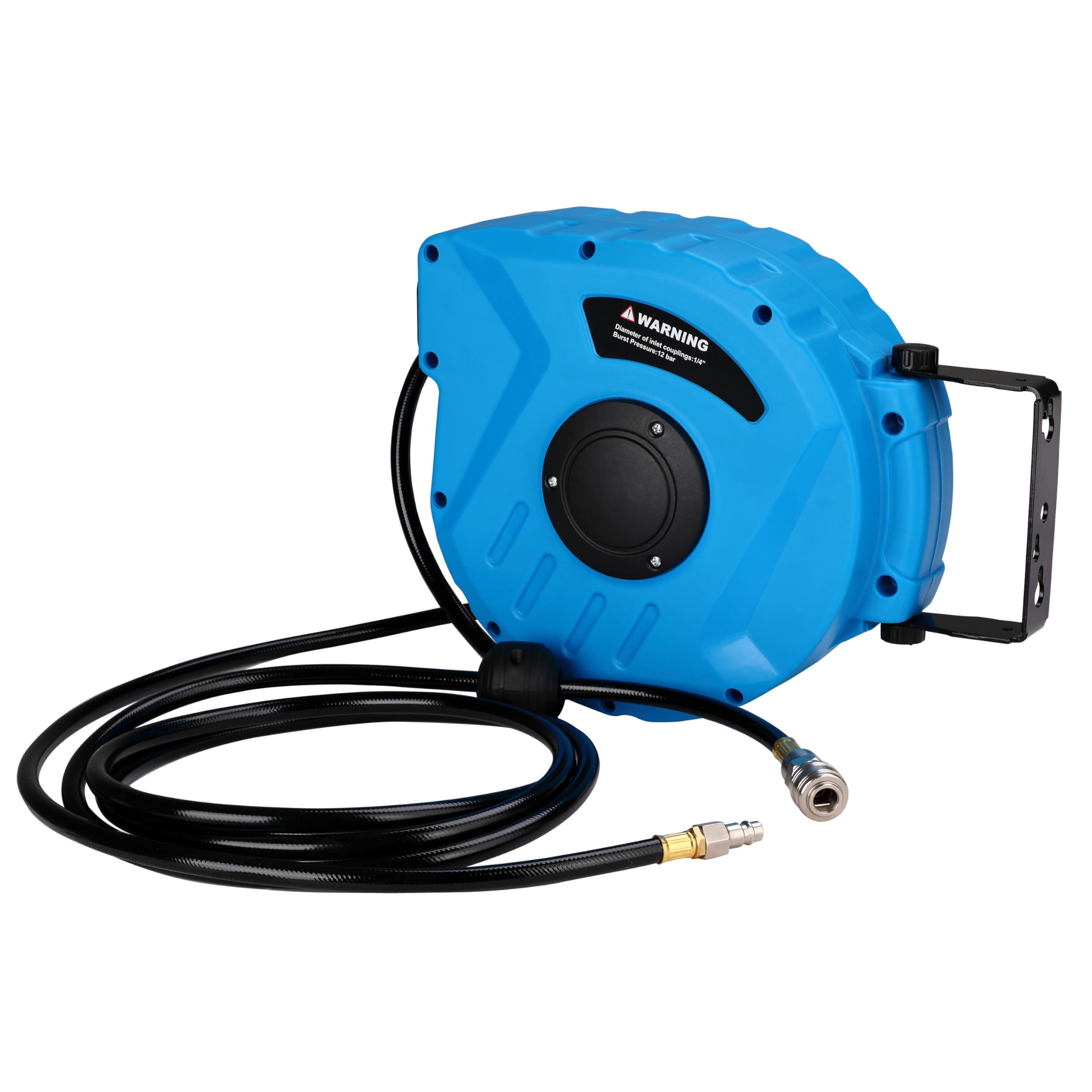 A.M.C. Enrouleur de tuyau d'air comprimé avec tuyau professionnel, raccord 1/4", fixation murale, système de verrouillage automatique, enrouleur automatique, accessoire compresseur, gain de place