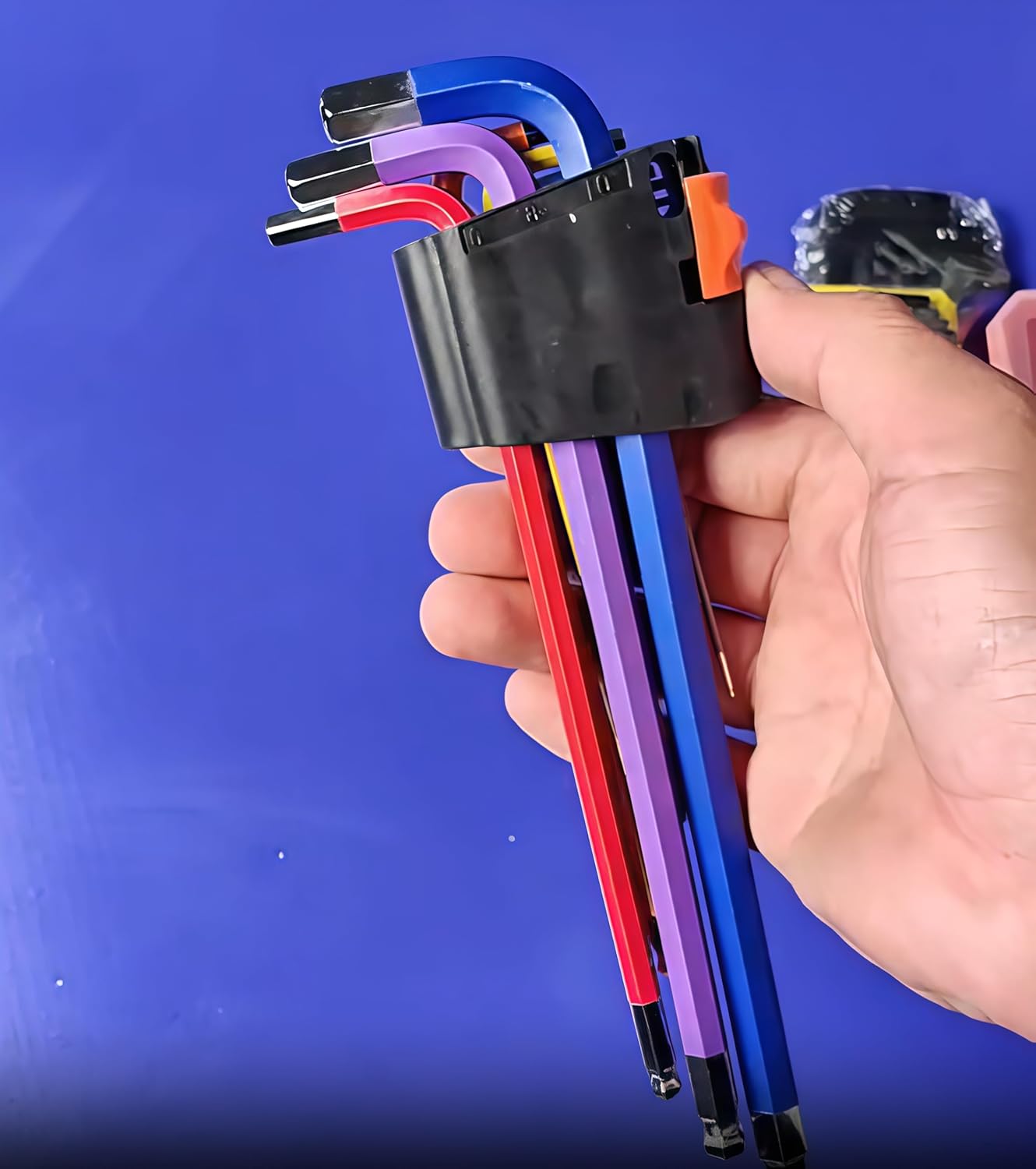 9 Pcs Color-coded Hex Key Set with Ball-ends,Long-arm L-shaped Hex Keys for Bicycle,Household,and Automotive Repairs