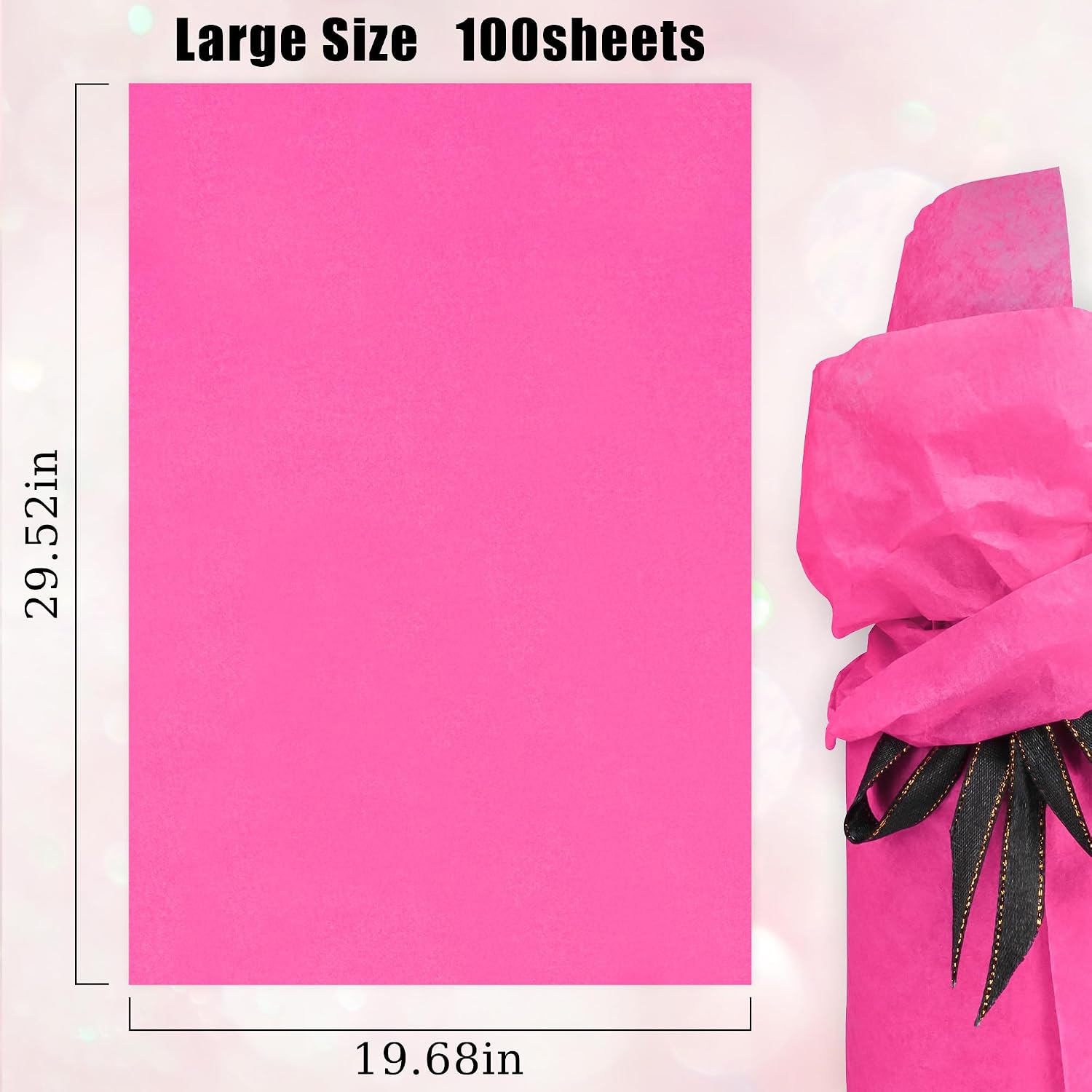 MR FIVE 100 Sheets 20" x 30" Hot Pink Tissue Paper Bulk - Large Tissue Paper for Gift Bags, Valentine's, Mother's Day, Birthday, Baby Shower, Wedding