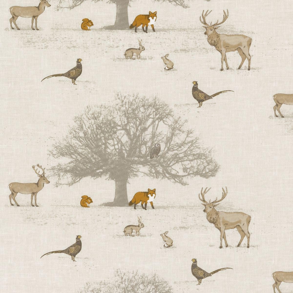 Jolee Tablecloths Beige / Natural Woodland Animals Wipe Clean Tablecloth Oilcloth Beige/Natural Woodland Animals 130Cm (51") Round