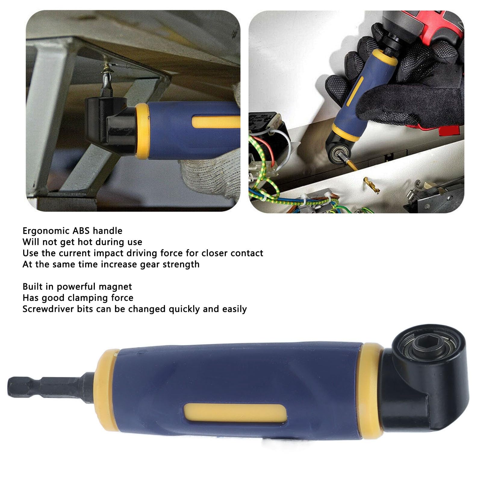 Adattatore Angolo Trapano 90 Gradi con Gambo Esagonale 1/4 di Pollice e Magnete Integrato per Trapano Elettrico