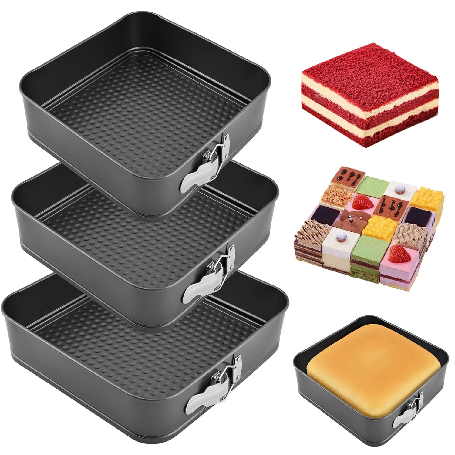 Moules à charnière carrés YXHZVON lot de 3 tailles pour pâtisserie