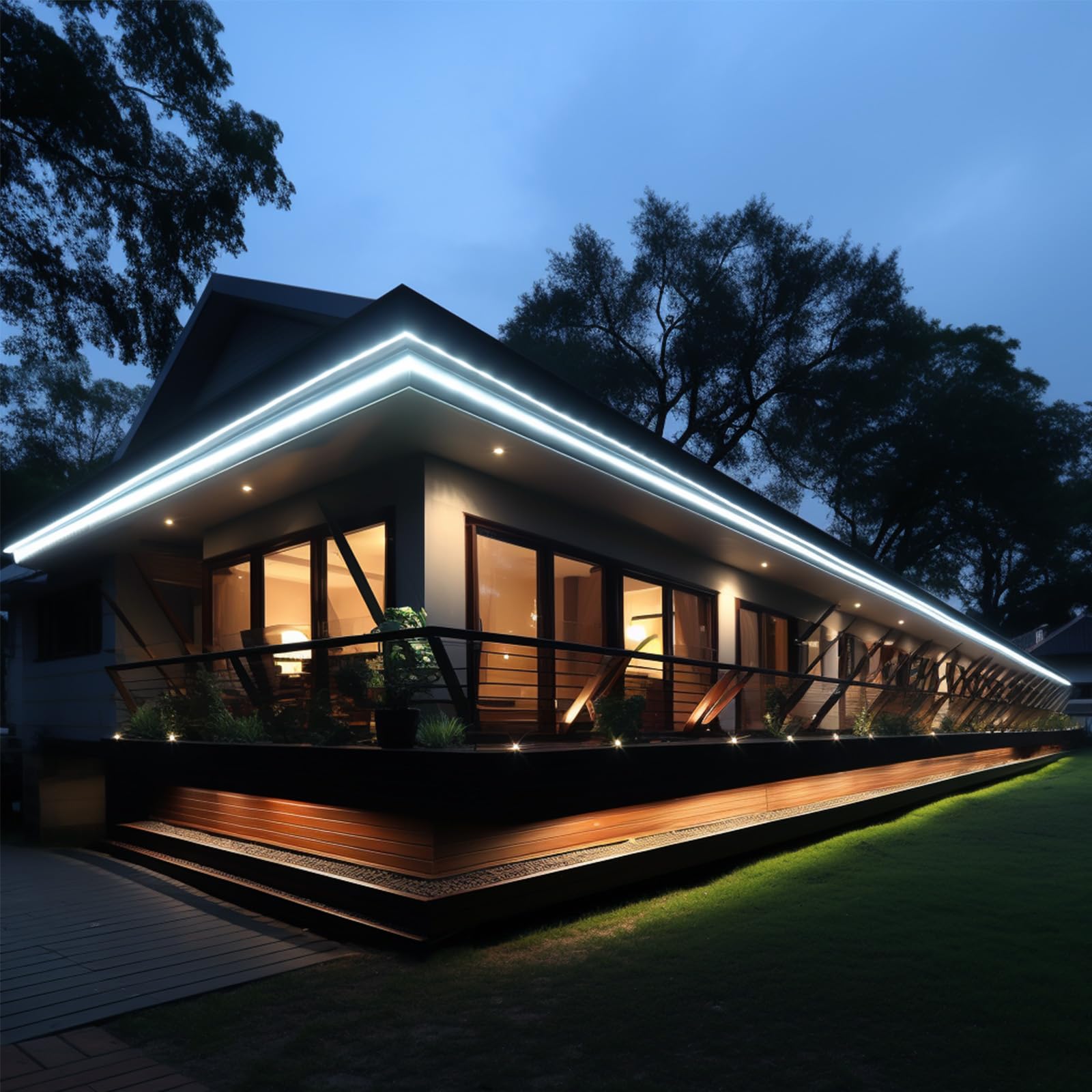 BENLUN Striscia LED COB Esterno Impermeabile 48V 20 Metri con Alimentazione | 4000K Bianco Naturale Luci LED Adesive IP65 CRI 92 160W 480LEDs/m per Cortile, Giardino, Salotti, Camera da Letto