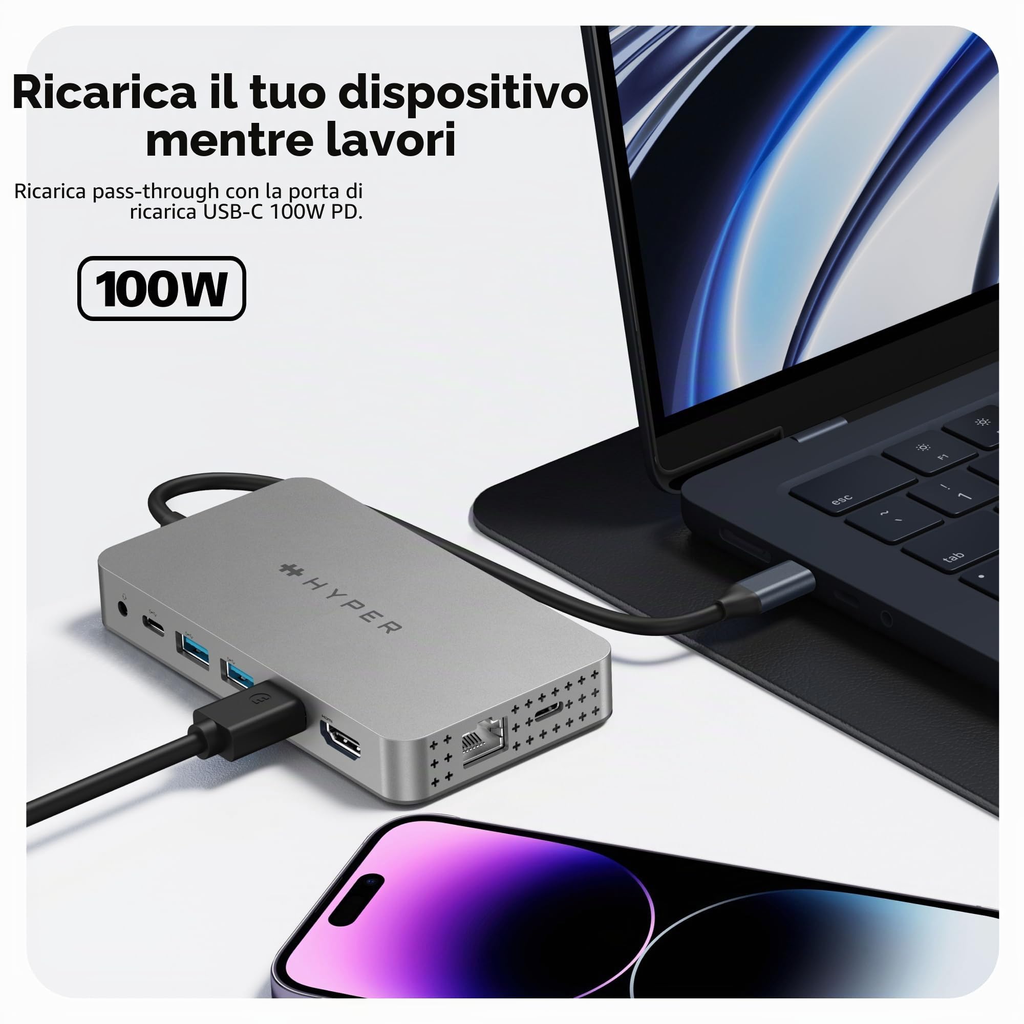 Hyper Drive - Dock da viaggio Dual HDMI 10 in 1 per MacBook