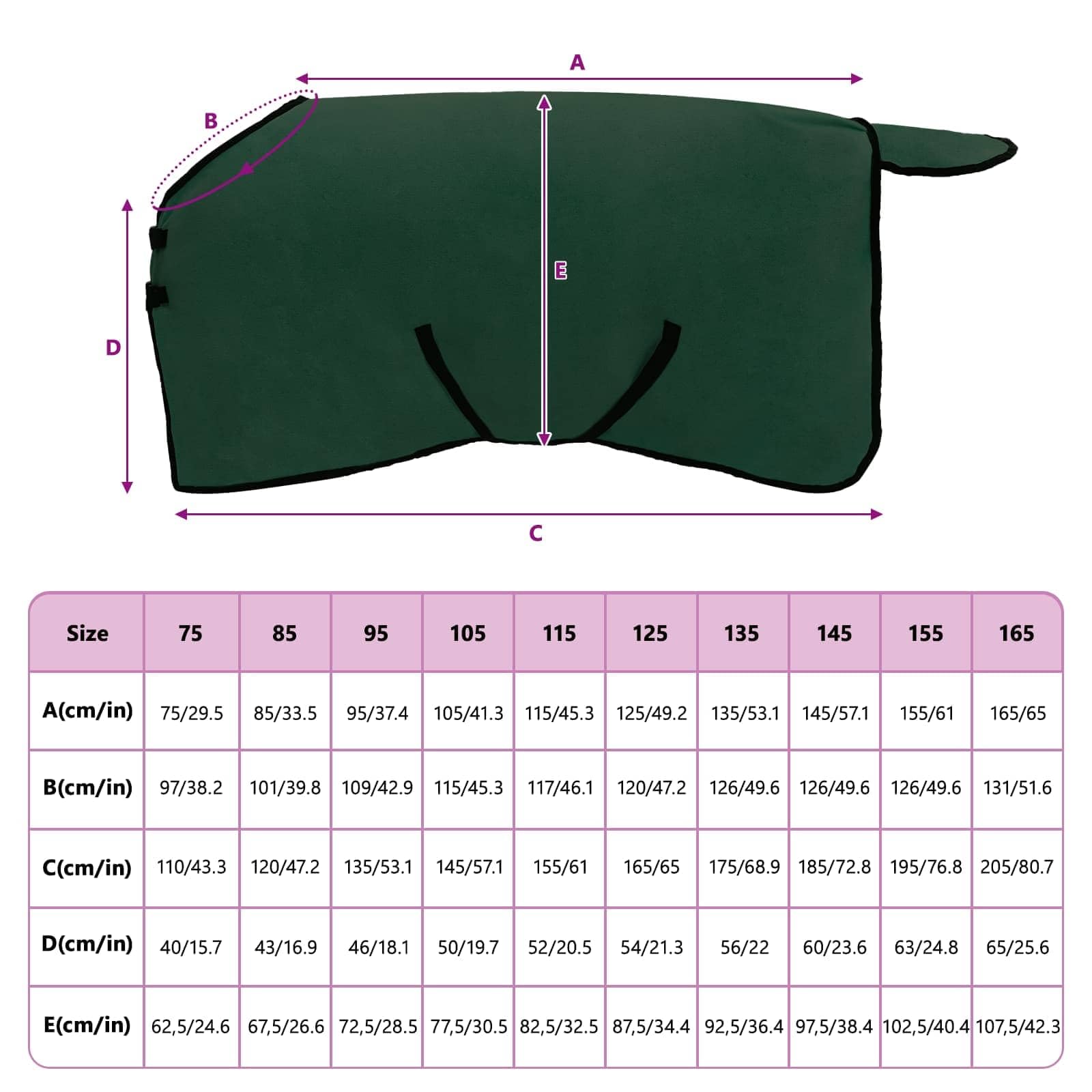 Manta para caballo verde oscuro de poliéster, 75 cm, para pastos, establos y exteriores, transpirable, impermeable, resistente a desgarros, cálida y fácil de limpiar, con funda extraíble para