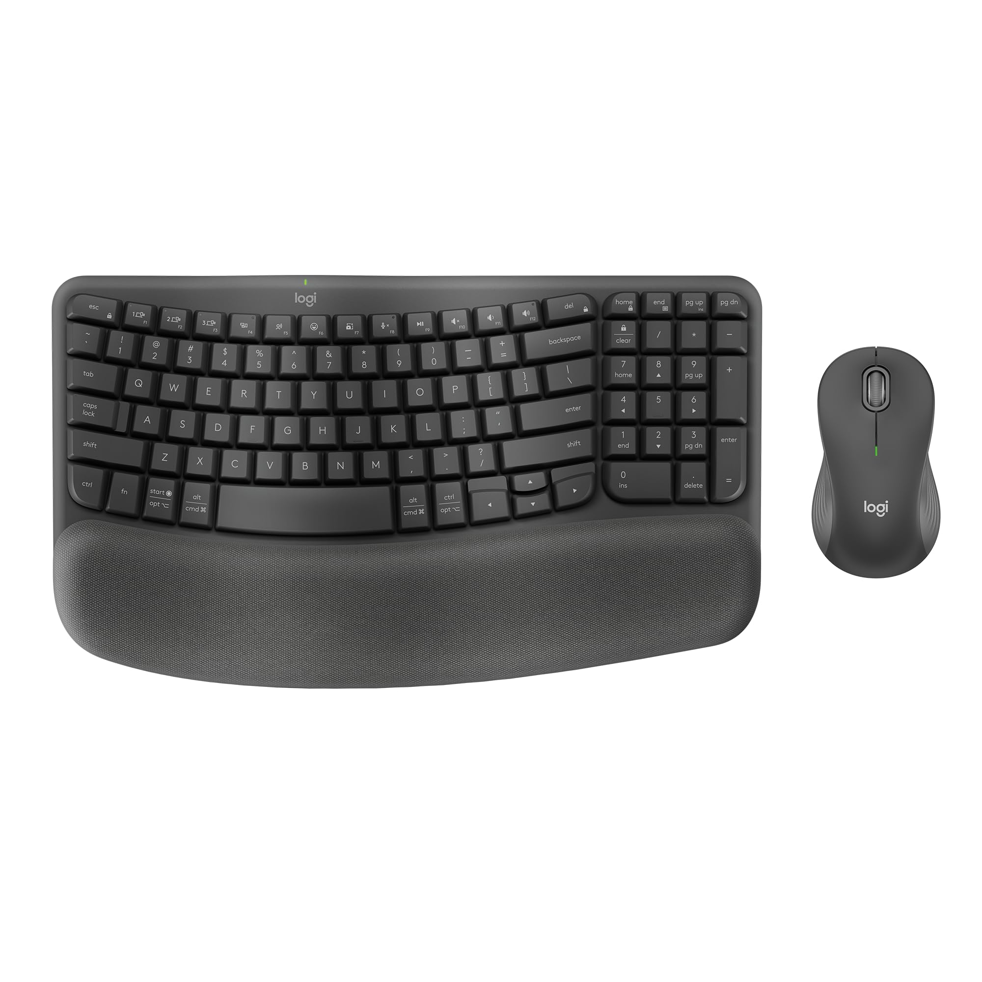 Logitech Wave Keys MK670 Combo, Wireless Ergonomic Keyboard with Signature M550 L Wireless Mouse, Comfortable Natural Typing, Bluetooth, Logi Bolt, for Multi-OS, Windows/Mac - Graphite