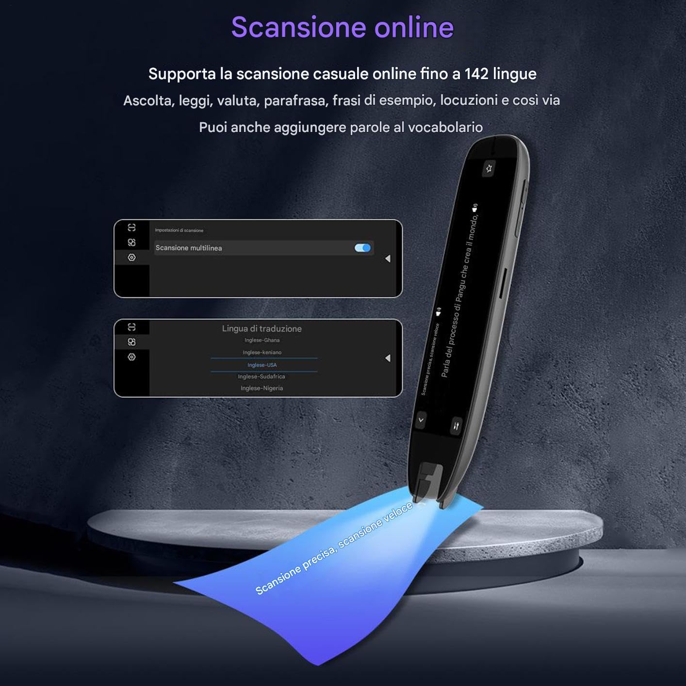 Penna Traduttore con Scansione Penna Traduzione Offline di Supporto per | 142 Lingue Dizionari Elettronici Scanner in Voce Strumenti Lettura per Studenti