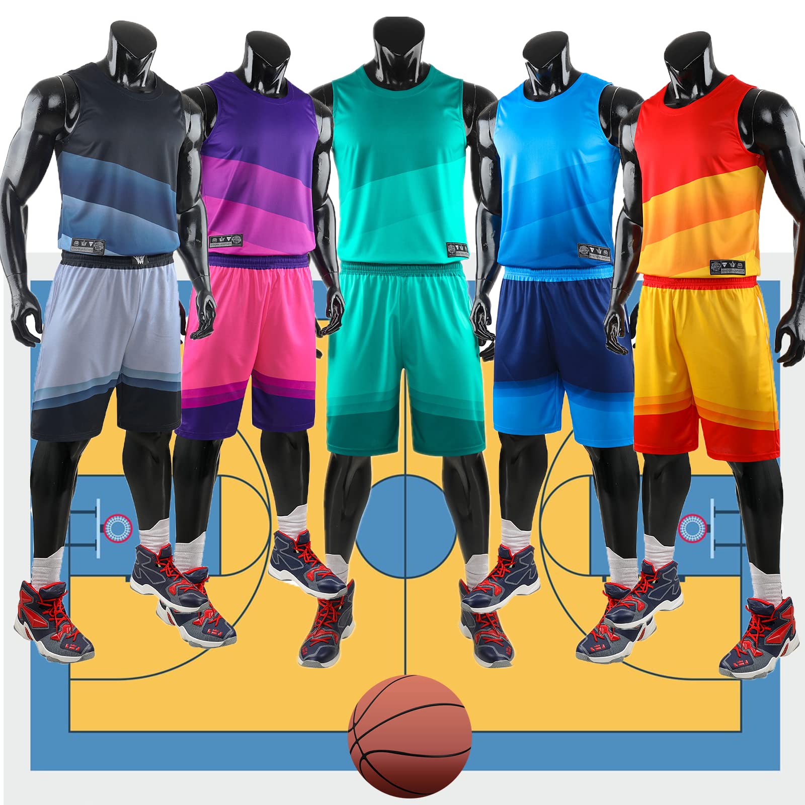 LAIFU Camiseta de Baloncesto Personalizada para niños Adultos-Playeras y Shorts de Baloncesto Personalizados
