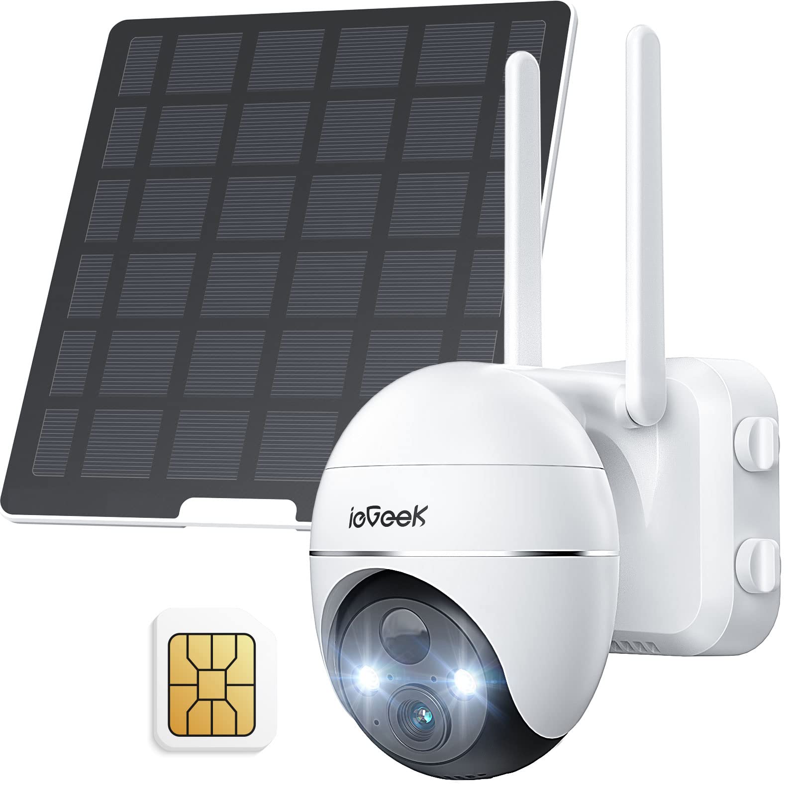 ieGeek 3G/4G LTE Cellular Security Cameras Wireless Outdoor - Solar Powered Home Security System with Lights, No WiFi Battery Surveillance Cam, Color Night Vision, PIR Motion Detection, 2-Way Video