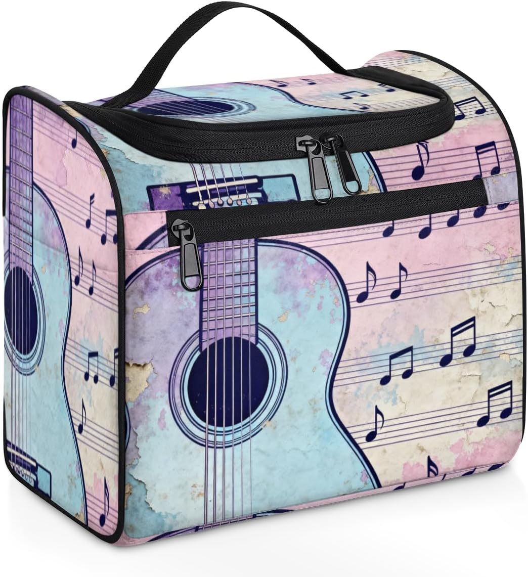 Music Guitar Purple Hanging Travel Toiletry Bag for Men Women Traveling