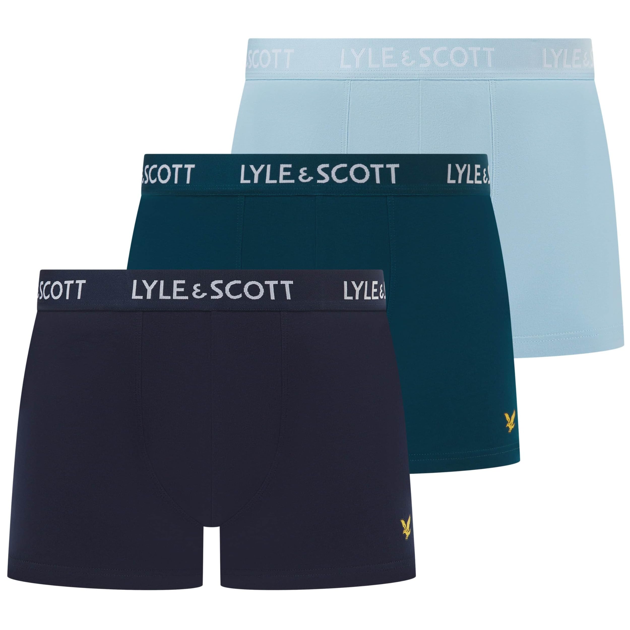 Lyle & Scott Mens 3 Pack Boxer Briefs Barclay (UK, Alpha, XL, Regular, Regular, Chambray Blue/Sailor Blue/Peacoat)