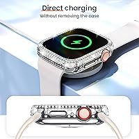 Vista 6 de LETOID - Funda impermeable para Apple Watch Series 9, 8, 7, 1.772 in, funda protectora de cristal duro frontal con diamantes brillantes para mujer