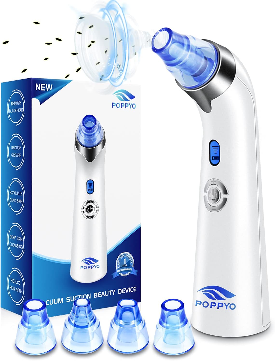 Blackhead Remover Vacuum, POPPYO Blackhead Pore Vacuum, Electric Facial Blackhead & Blemish Removers Cleaner for Women