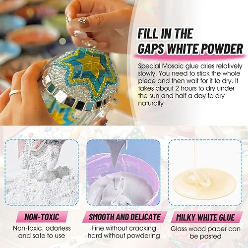 Miniatura 4 de JAOJAO Pegamento de mosaico, azulejos de mosaico para manualidades, lechada de mosaicos, impermeable, a prueba de humedad, para baño, cocina, todas