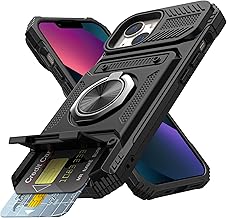 Vofolen for iPhone 13 Wallet Case with Card Holder [Store 2 Cards] + 360° Magnetic Ring Stand Dual Layer Heavy Duty Protective Shockproof Wallet Phone Case Cover for iPhone 13 for Women Men, Black