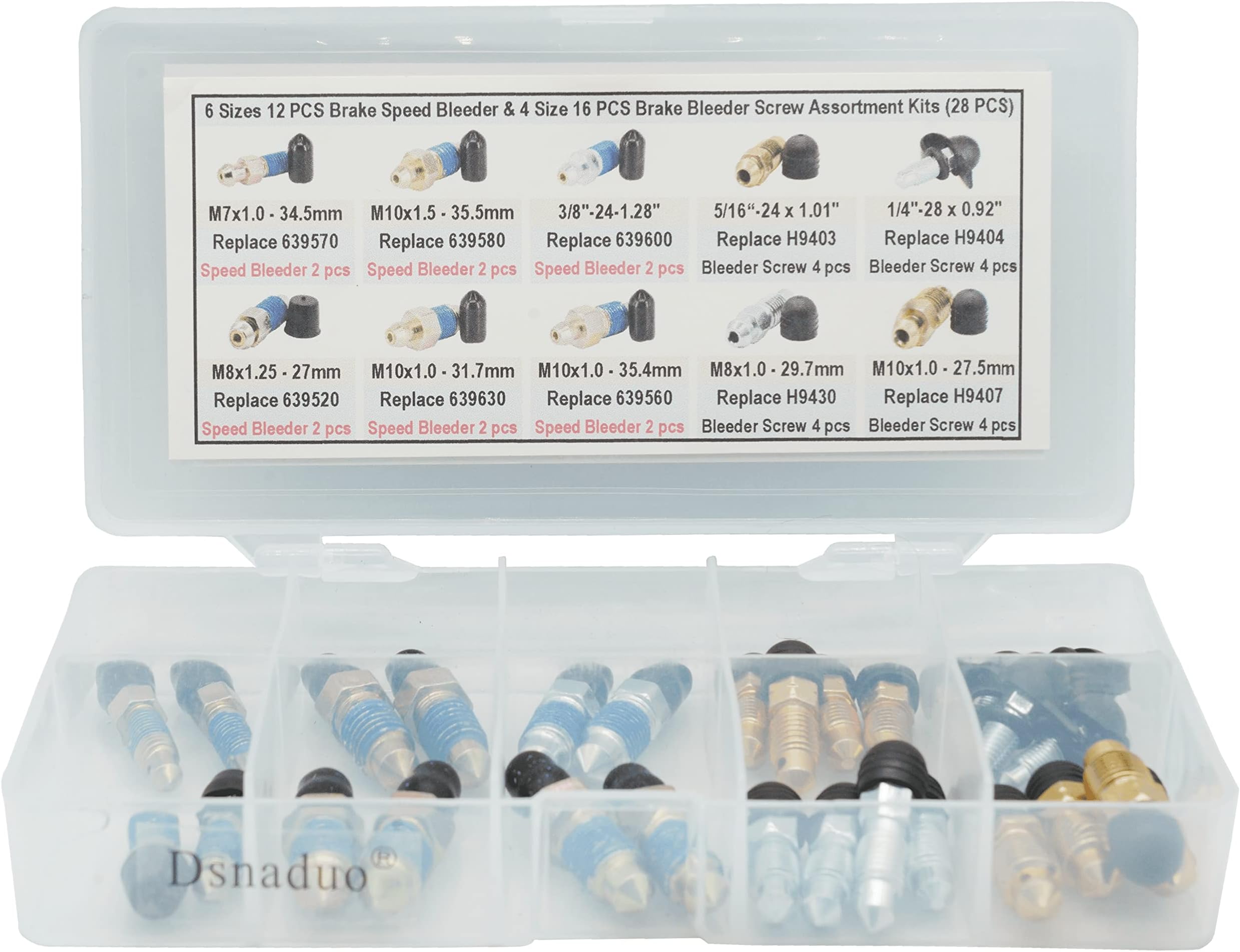 6 Sizes 12 PCS Brake Speed Bleeder& 4 Sizes 16 PCS Brake Bleeder Screw Assortment Kits (28PCS)