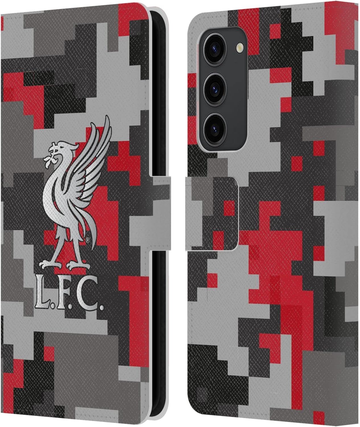 Head Case Designs Officially Licensed Liverpool Football Club Home Red Digital Camouflage Leather Wallet Case Compatible with Samsung Galaxy S23+ 5G