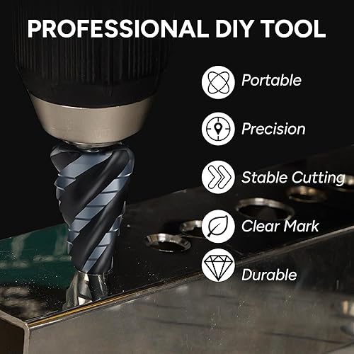 Miniatura 7 de Juego de 4 brocas en espiral con paso de flauta, 18"-1-38", 5 brocas de acero de alta velocidad con vástago hexagonal de 14 y 38 pulgadas para acero