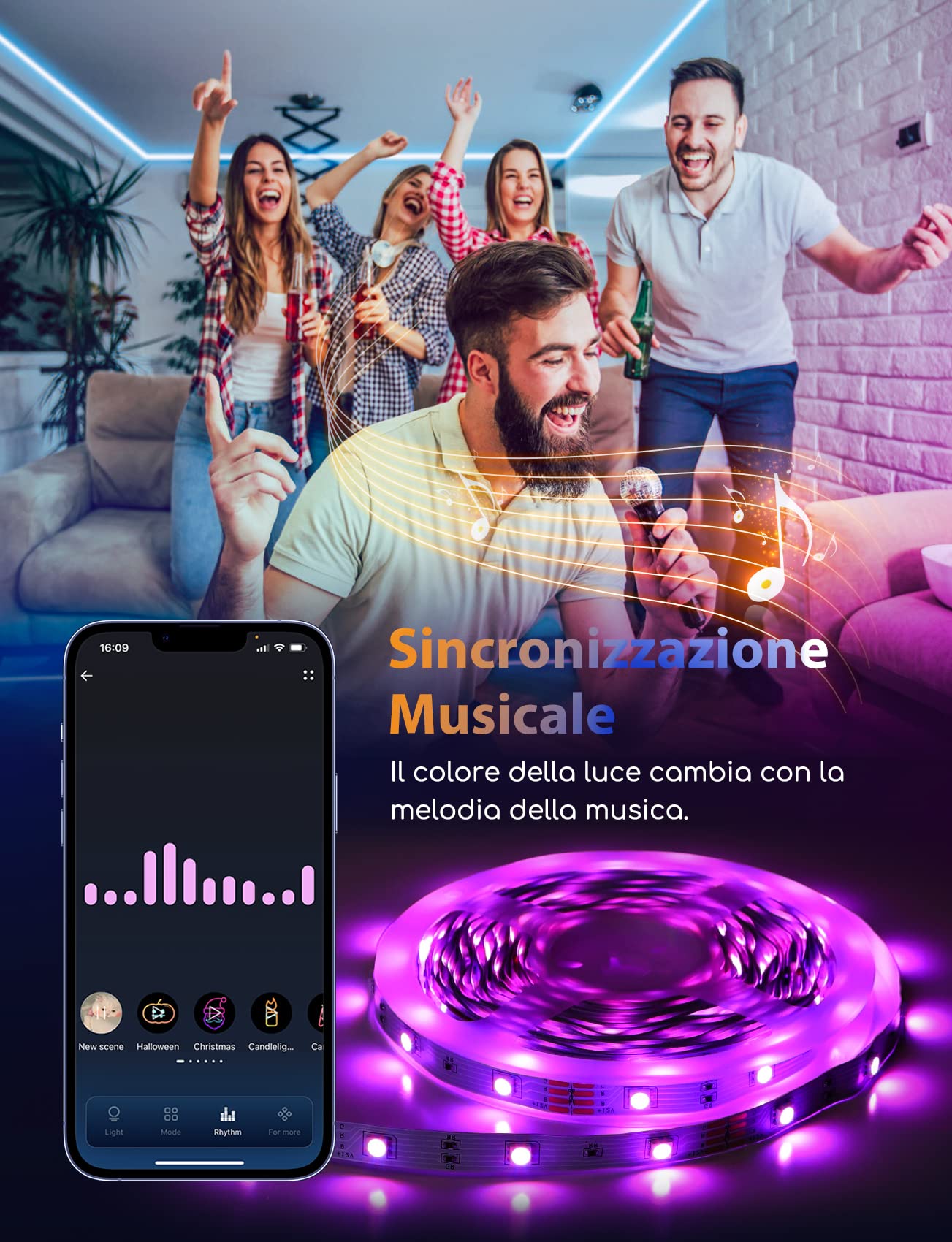 Aigostar Striscia LED Smart 5 Metri, Luci Led RGB con Telecomando, Strisce Led WiFi Compatibile con Alexa e Google Assistant, Sync Musicale DIY, per Decorare La Casa Camera Da Letto Party Bar, 2 Set