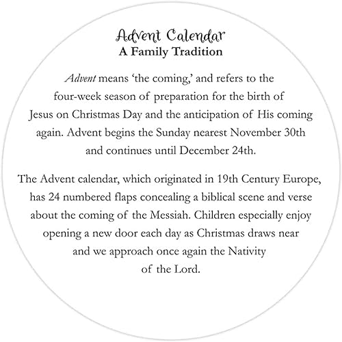Miniatura 2 de Calendario de Adviento católico religioso colgante redondo 2021, For Unto Us a Child Is Born colorido cuenta regresiva para la actividad navideña,