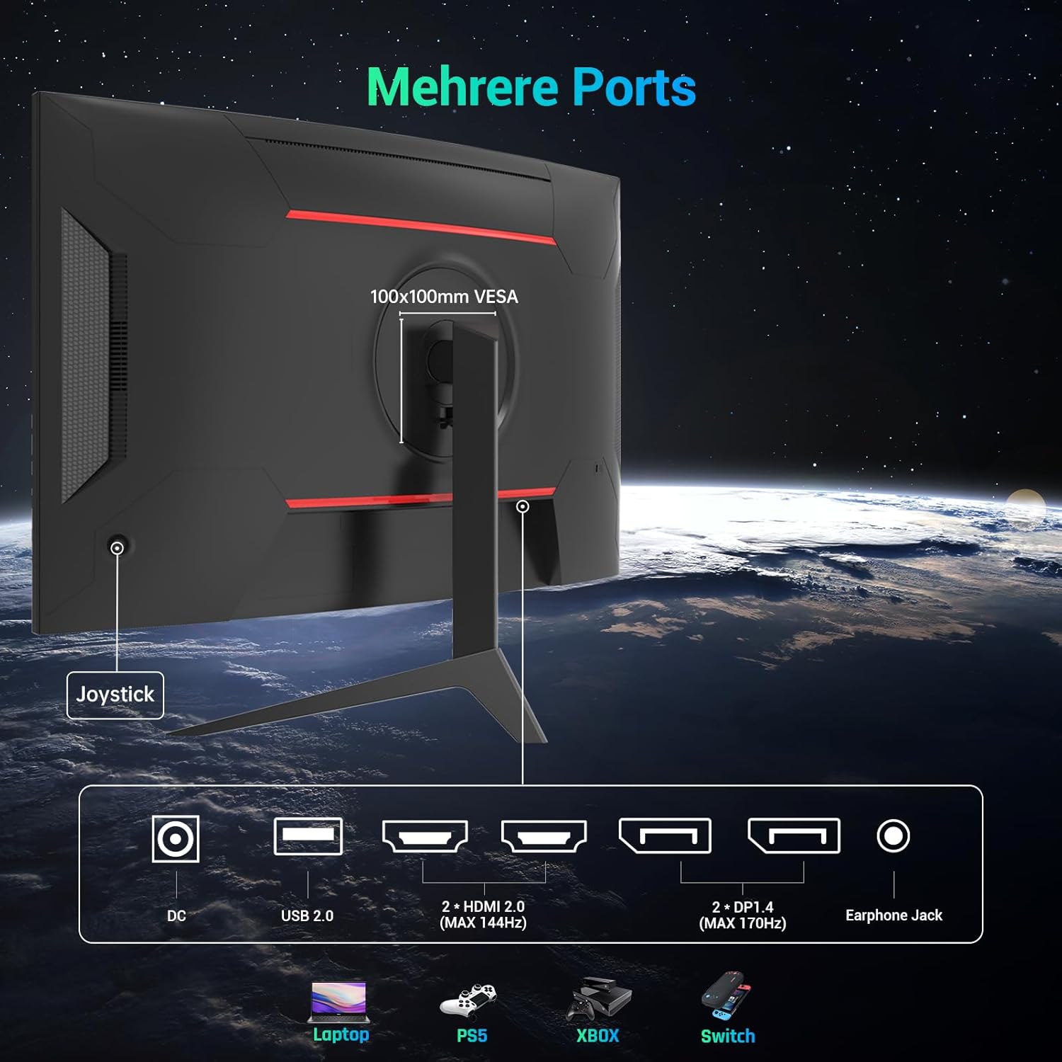 KTC Monitor Gaming Curvo 32 Pulgadas, 180Hz, 2K QHD 2560 x 1440 píxeles, 1ms, HVA 1500R Sin Marco, HDR10, FreeSync & G-Sync, Pantalla de reducción de luz Azul, DP1.4 180hz, HDMI2.0 144hz, H32S17 9