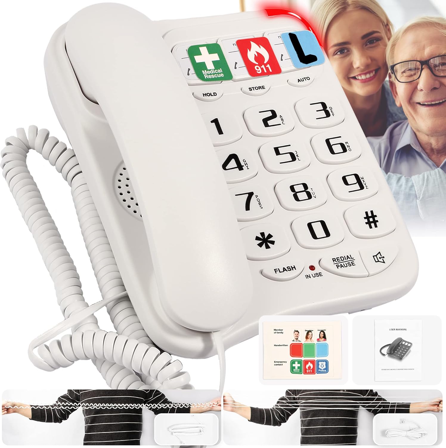 Big Button Phone for Seniors, Telephones for Hearing