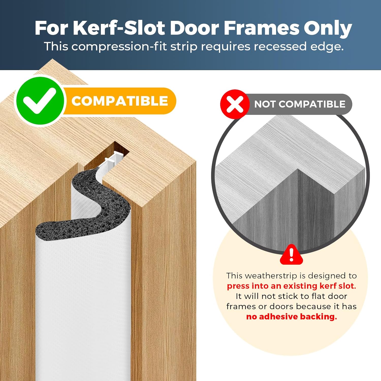 60FT Weather Stripping Door Seal, Kerf Style Foam Strip for Large Gaps, with Scraper Tool for Exterior and Interior Frames, White