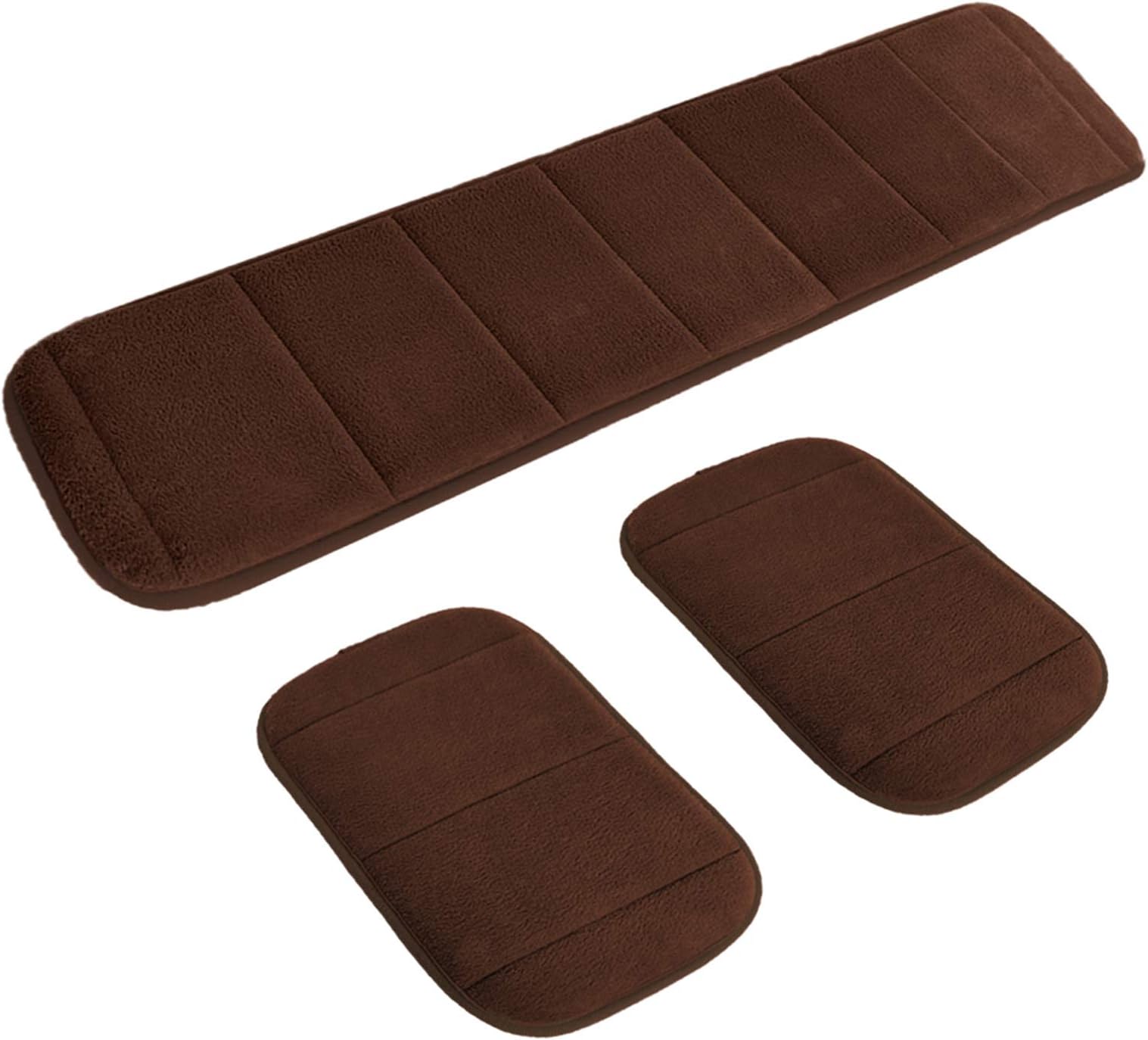 AUHOKY 2 Sets Ergonomic Computer Wrist Pad - Long & Short Size Combination Keyboard Rest Elbow Support Mat for Office, Desktop, Working, Gaming - Memory Foam Relieve Elbow Pain (Brown)