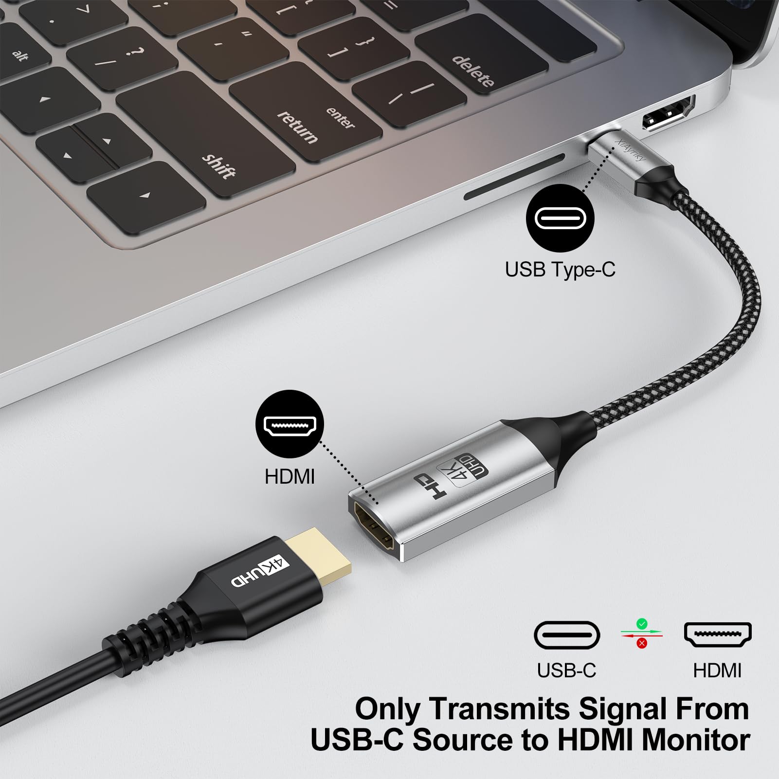 Confezione da 5 adattatori da USB C a HDMI, 4K, da USB di tipo C a HDMI, da maschio a femmina, da HDMI a USB-C (compatibile con Thunderbolt 3) per MacBook Pro/Air, iPad Pro, Surface Pro, XPS,