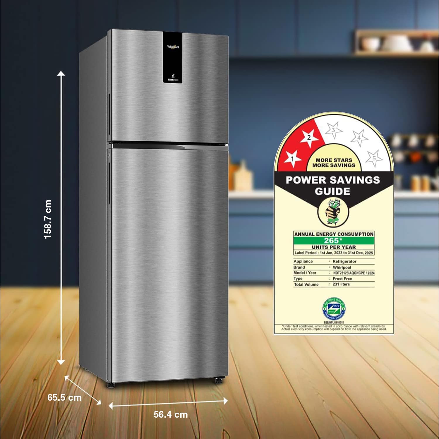 Whirlpool 235 L 2 Star Frost Free inverter Double Door Refrigerator (NEO DF278 PRM RADIANT STEEL(2S)-TL) - Image 9