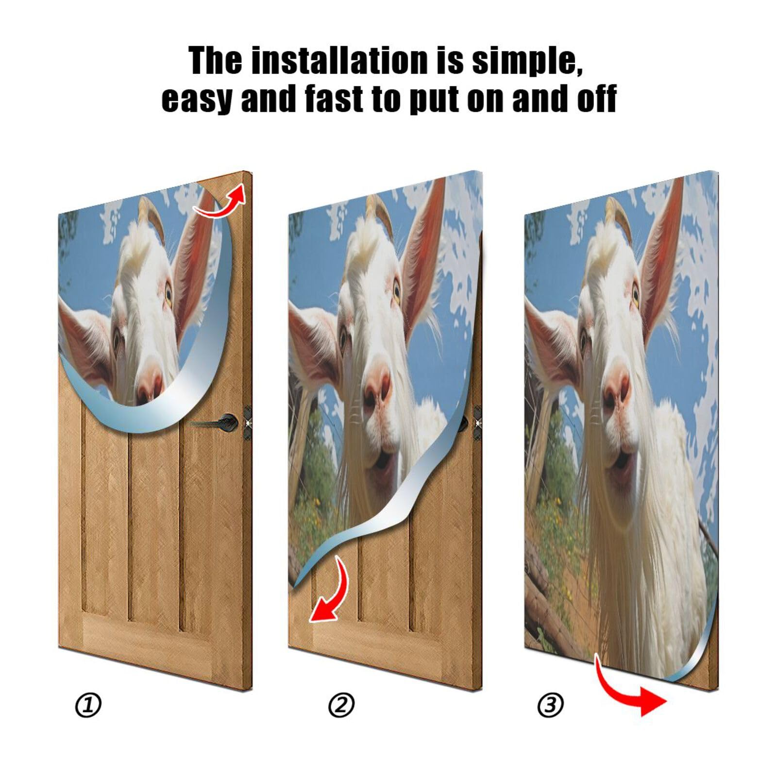FLildon Funny Goat Door Cover Decoration, Party Accessory Porch Decor for Festive Ornament Room Door Covers 36 x 98 Inch