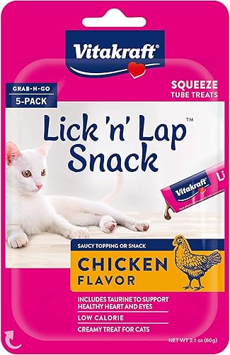 Lick 'n' Lap Snack con golosinas de pollo para gatos, paquete de 60 unidades