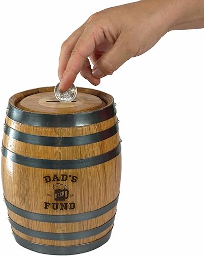 Vista 2 de Thousand Oaks Barrel Co. - Hucha de madera hecha a mano para adultos, ahorro de dinero para dinero real, billetes y monedas, grande de 6.5 x 4.5 x