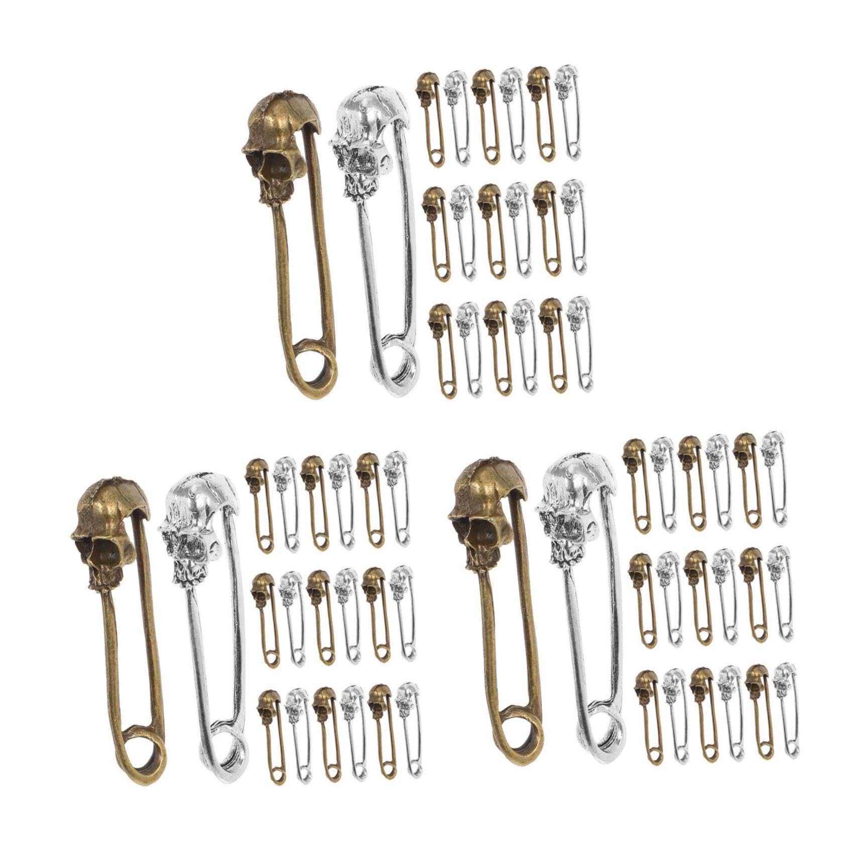 60piezas Pin De Calavera Decorativo De Metal De Broche De Seguridad Accesorios Punk Para Ropa y Manualidades Acabados Antiguo