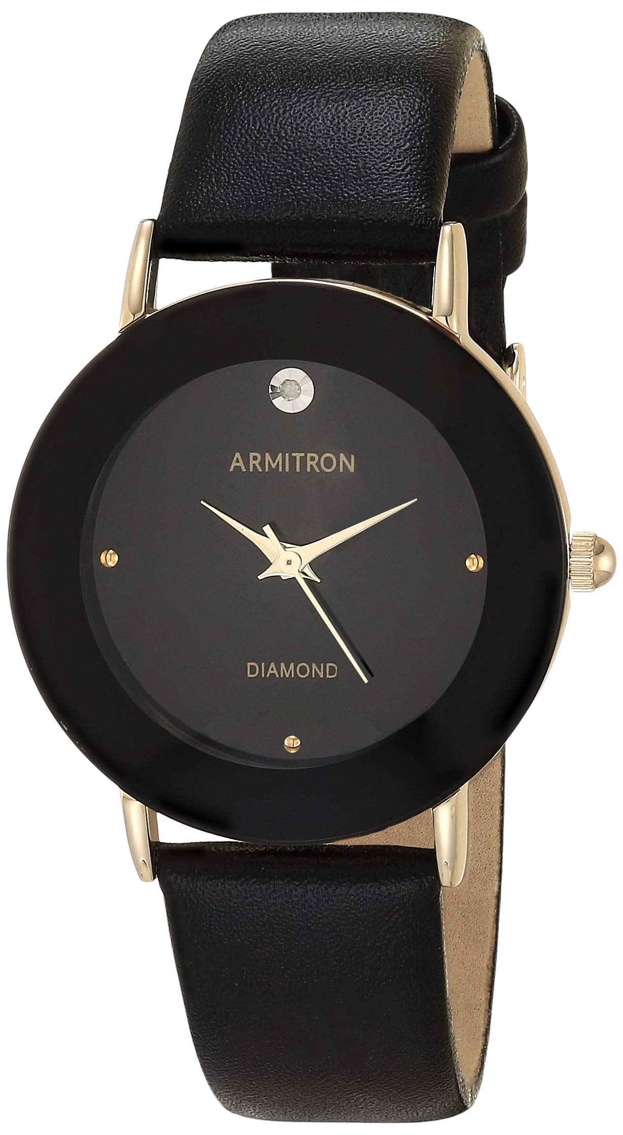 Armitron Womens Genuine Diamond Dial Gold-Tone and Black Leather Strap Watch, 75/5739BKGPBK (B081R37XM1) Amazon Price History, Amazon Price Tracker