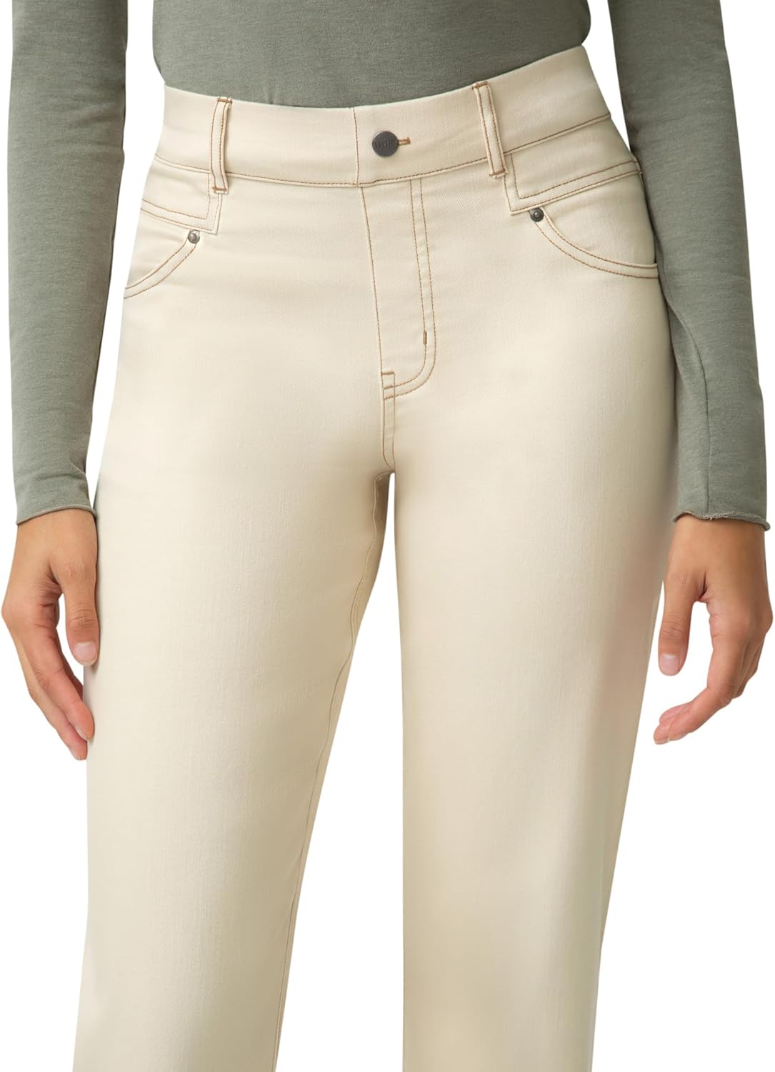 HUE Womens Crosshatch Denim Straight Leg Pant - Image 4