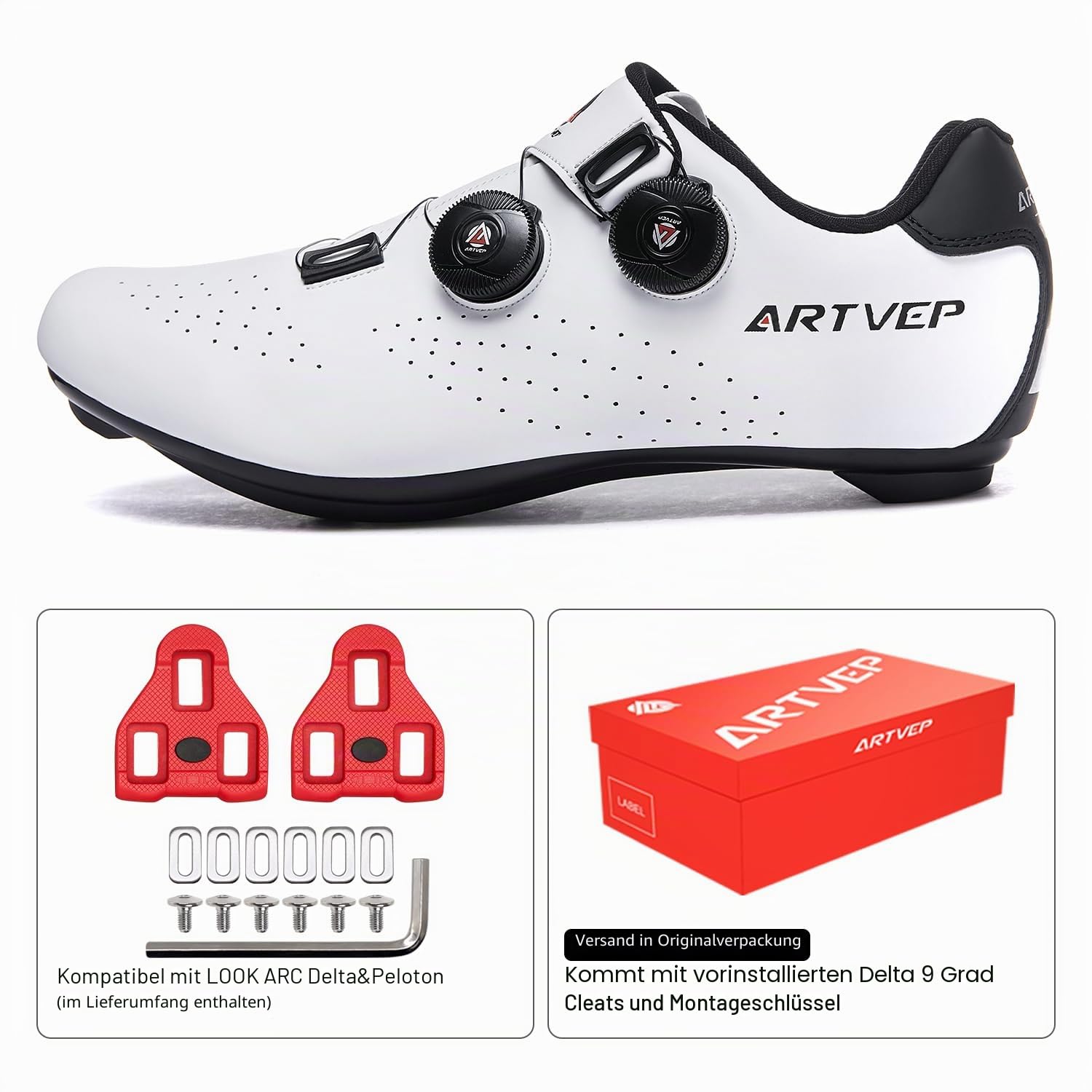 Herren MTB Fahrradschuhe Kompatibel mit Look SPD SPD-SL Delta Lock Pedal