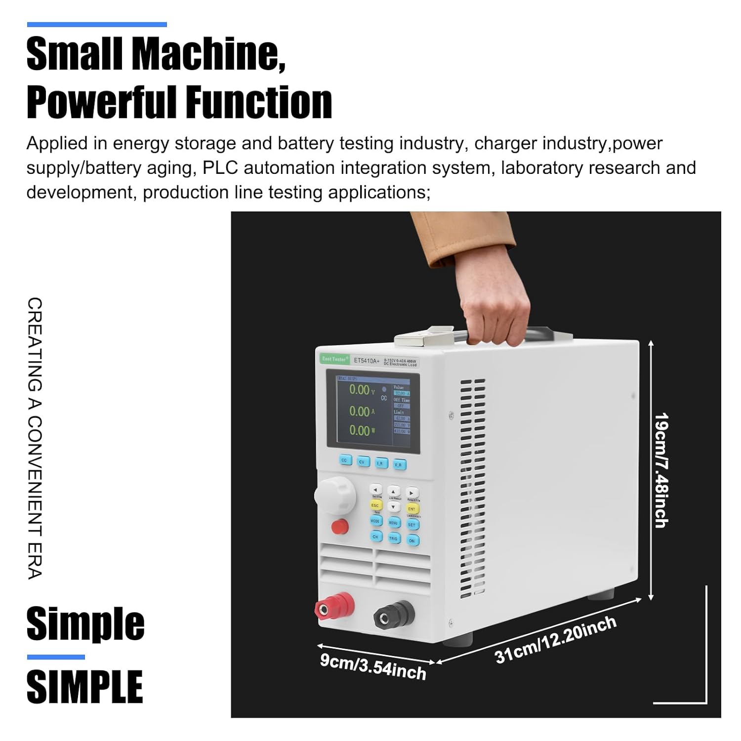 ET5410A+ DC Electronic Load Tester, 400W Programmable Battery Testers, Single Channel DC Battery Capacity Load Detector, 0-150V, 0-40A, 2.8'' TFT LCD Display