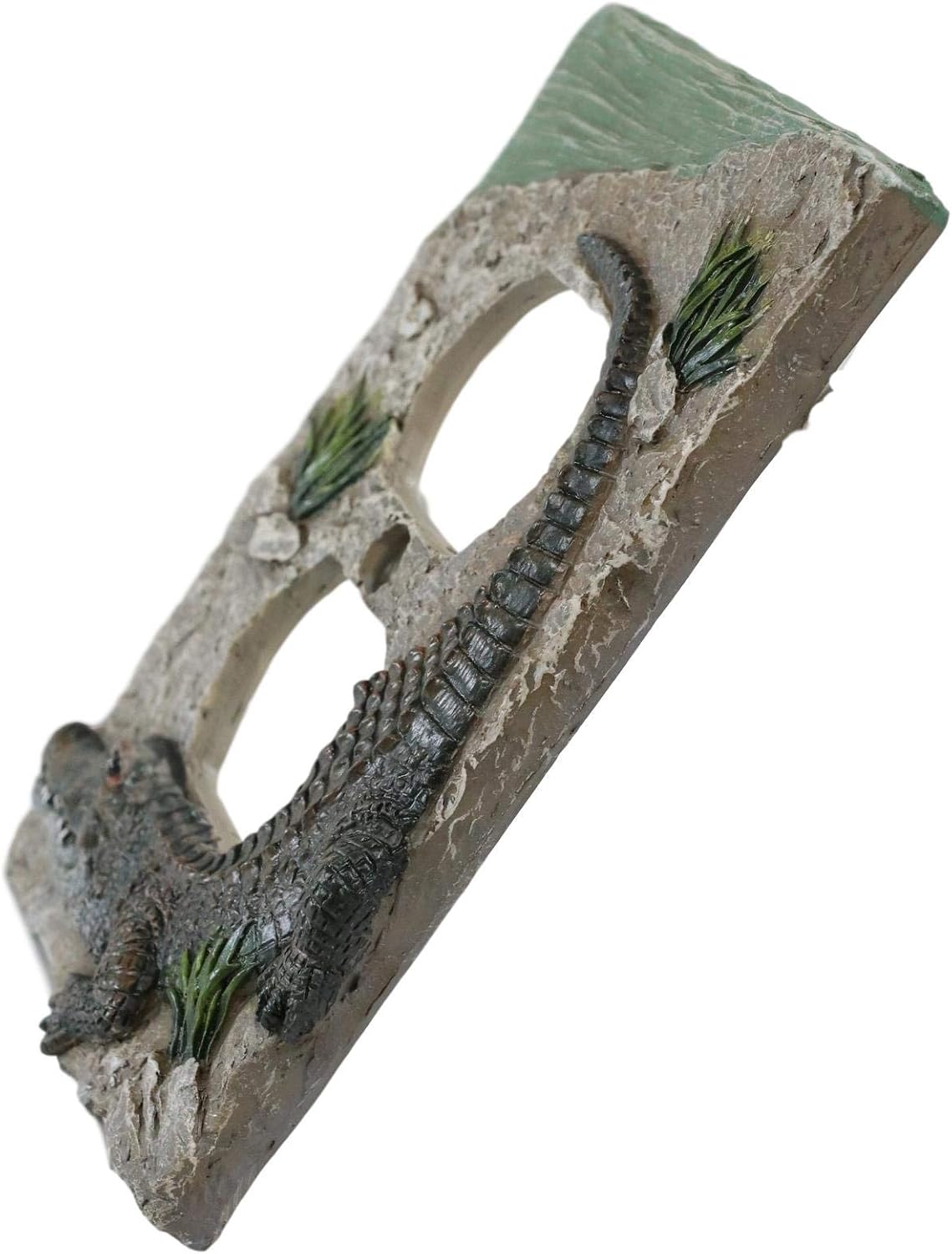 Ebros Set of 2 Wildlife Bayou Wetlands Swamp Alligator Wall Electrical Switch Outlet Cover Plate Hand Painted Alligators Caimans Crocodiles Resin Home Decorative Accessory (Double Receptacle Outlet)