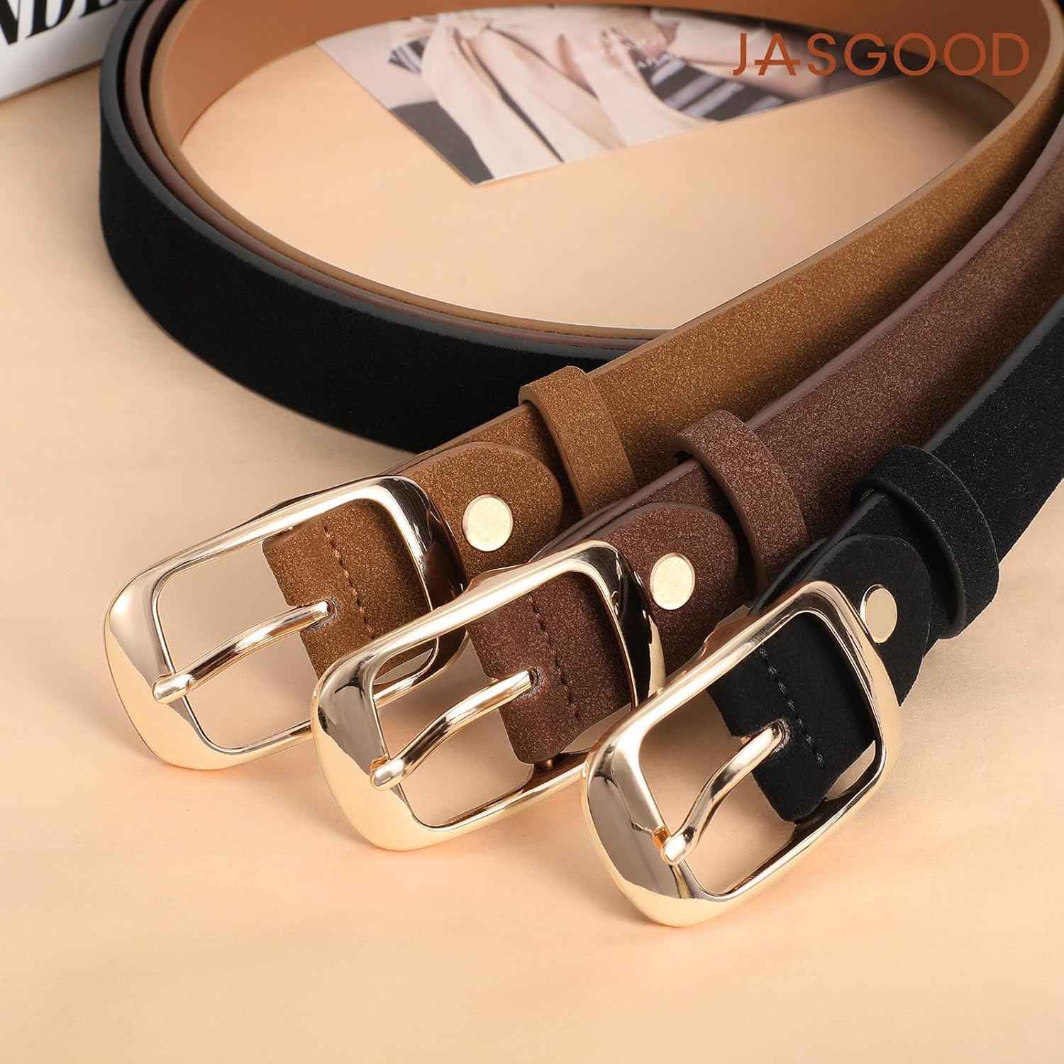 JASGOOD 3 Pack Women Leather Belts for Jeans Dresses Pants image 5