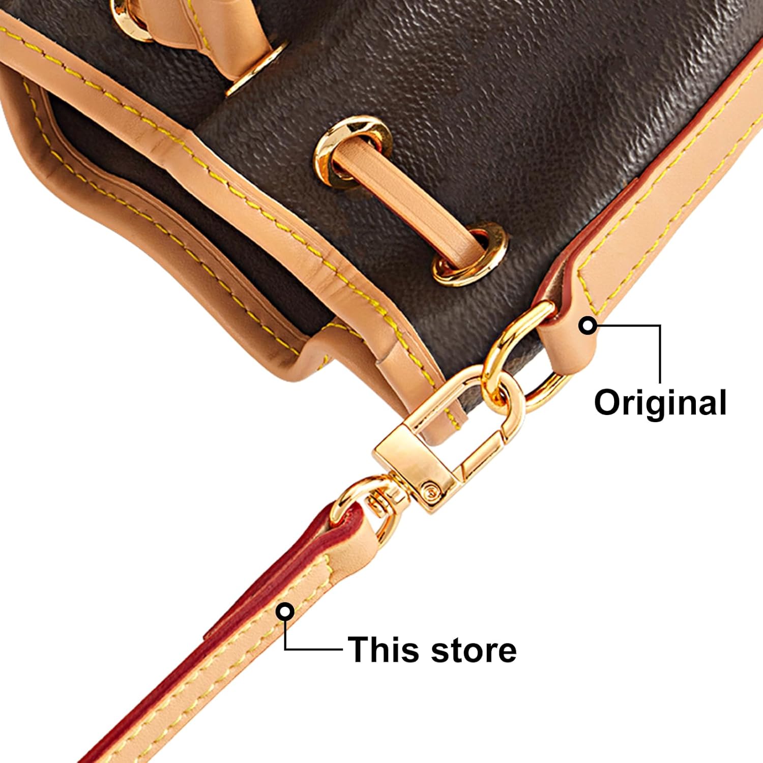 Genuine Vachetta Leather Strap for Bag,Shoulder Purse Strap Replacement Fot for Félicie Pochette (BEESWAX-Width:0.43in&Length:35.4in,Double Buckles) - Image 5